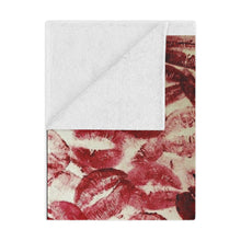 Load image into Gallery viewer, Plush Red Lip Minky Blanket — Cozy Plush Lip Kisses Print Throw