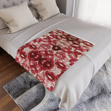 Load image into Gallery viewer, Plush Red Lip Minky Blanket — Cozy Plush Lip Kisses Print Throw
